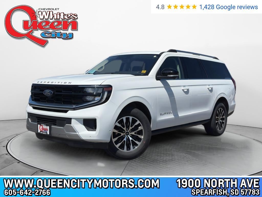 2025 Ford Expedition Max Platinum in White — front three-quarter view