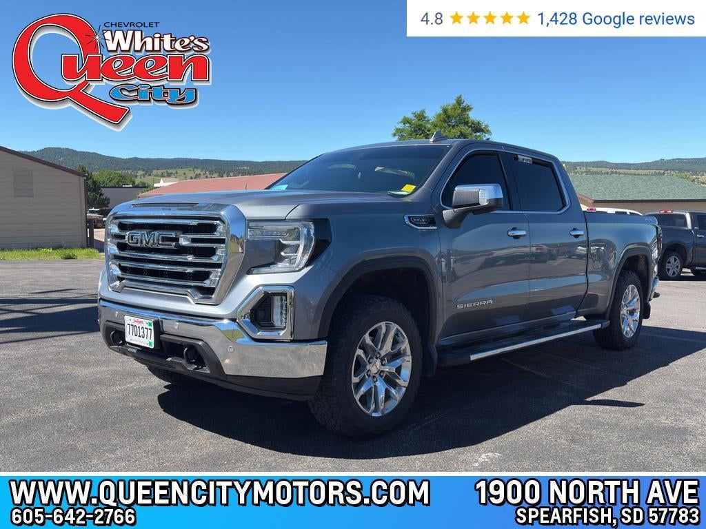 2020 GMC Sierra 1500 Crew Cab Standard Box 4-Wheel Drive SLT in Satin Steel Metallic — front three-quarter view